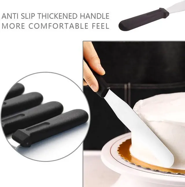 Alt view image 5 of 6 - ICSTM Offset Spatula,Black Stainless Steel Offset Spatula (2 Pack,6in+8in,Straight)