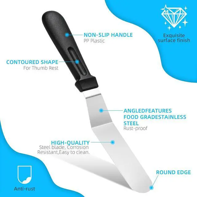 Alt view image 3 of 7 - 3 PCS Icing Spatulas (6",8",10") Stainless Steel Cake Decorating Spatulas Set with Black Plastic Handle for Home,Kitchen or Bakery