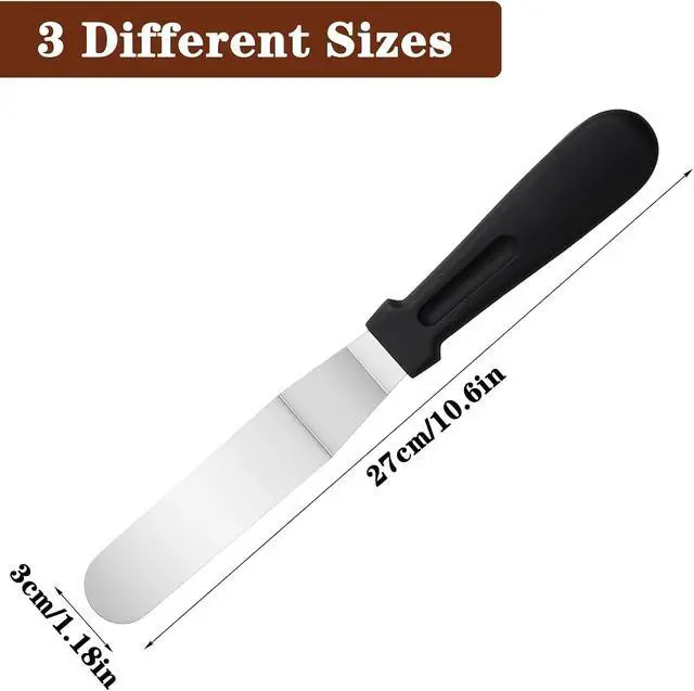 Alt view image 2 of 7 - 6" Icing Spatula, Professional Offset Spatula Stainless Steel Angled Cake Spatulas Frosting Spatulas with Durable Plastic Handle Pastry Knife for Cake Decorating, Pastry, Baking