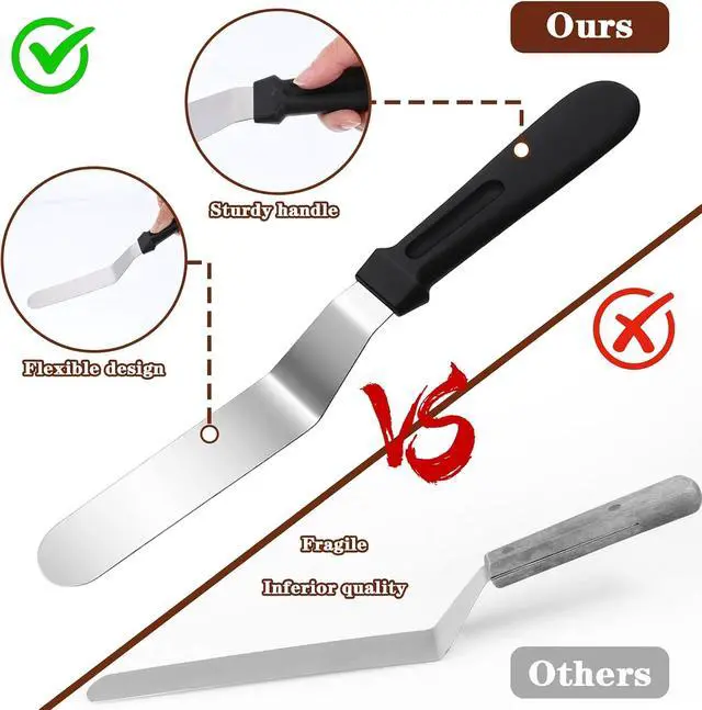 Alt view image 3 of 7 - 6" Icing Spatula, Professional Offset Spatula Stainless Steel Angled Cake Spatulas Frosting Spatulas with Durable Plastic Handle Pastry Knife for Cake Decorating, Pastry, Baking