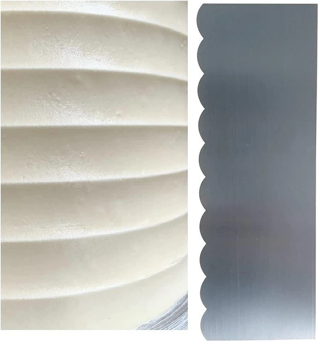 Main image of 9 inch Stainless Steel Scallop Cake Comb Metal Cake Scraper Cake Buttercream Icing Smoother Frosting Sculpting Decorating Tools