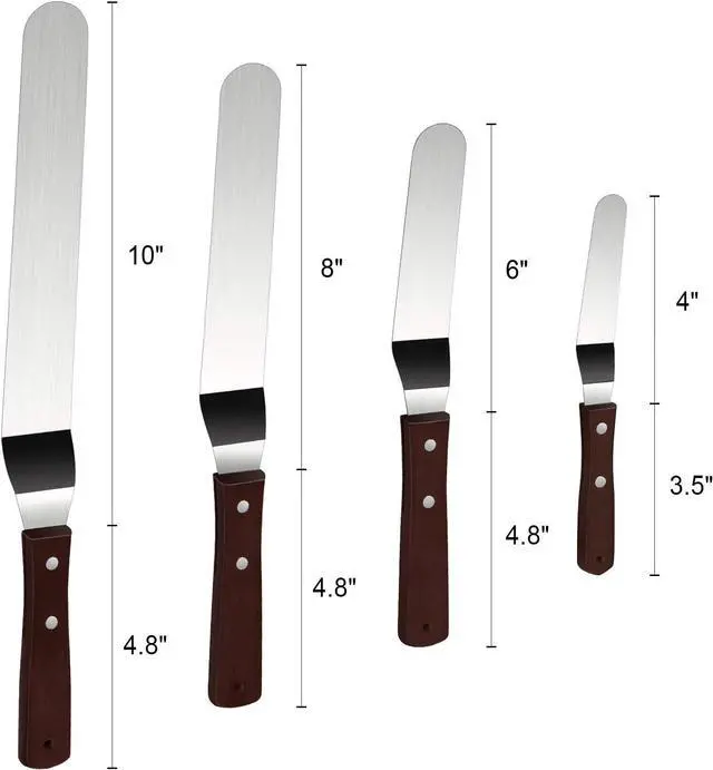Alt view image 2 of 7 - 4 Pack Offset Spatula Set for Cake Decorating, Icing and Frosting Scraper