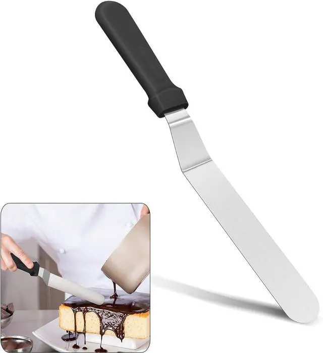 Main image of 6" Small Angled Icing Spatula, Professional Food Grade Stainless Steel Cake Spatula with Sturdy & Durable Handle, Ideal for Frosting & Decorating Cakes, Baking