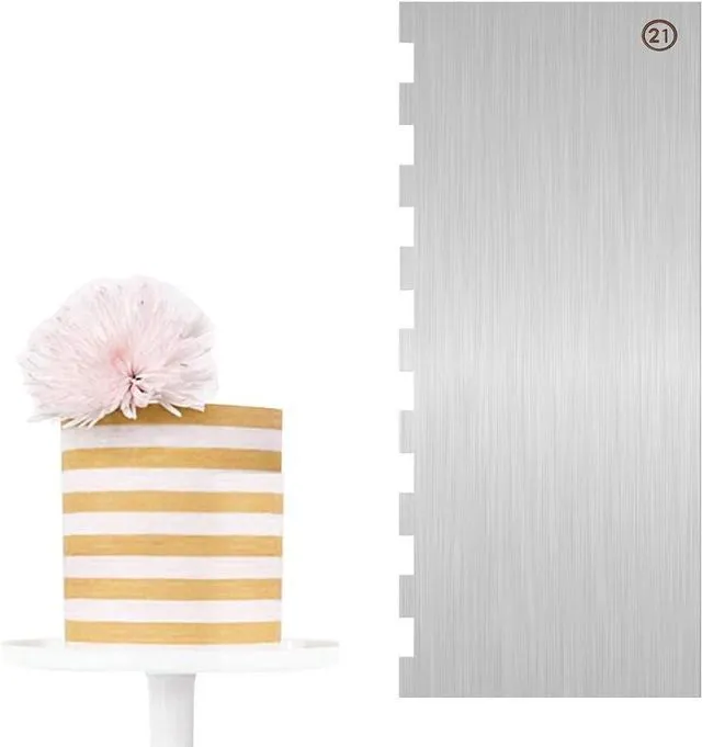 Main image of Cake Scraper Smoother Cake Decorating Supplies Kit 9 Inch Metal Bench Scraper for Baking Buttercream Smoother for Cakes Stainless Steel Frosting Cake Comb Edge Side Jagged Comb for Cream Cake