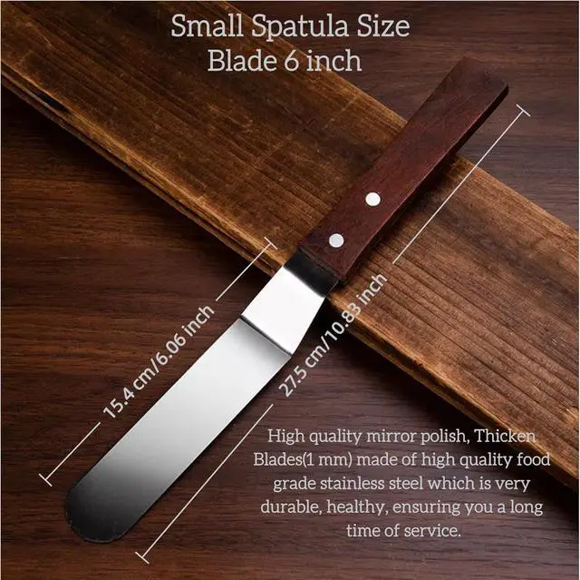 Alt view image 2 of 5 - Angled Icing Spatula, Stainless Steel Offset Spatula, 2-Pack Cake Spatula Set Black 6 inch & 8 inch Blade Spatulas Metal Decorating Frosting Spatulas
