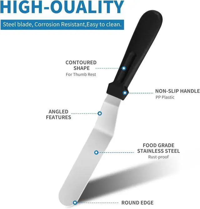 Alt view image 3 of 7 - 3 PCS Icing Spatulas, Offset Spatula, Stainless Steel Cake Decorating Spatulas Set 6/8/10 inch Professional Angled Cake Spatula Plastic Frosting Handle for Home, Kitchen or Bakery by XEKIGU