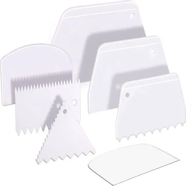 Main image of Teenitor Cake Scraper Cake Smoother, 7 Pcs Dough Scraper Bowl Scraper Cake Cutter Cake Spatula Bench Scraper Kitchen Plastic Scraper Tool Cake Decorating Kit