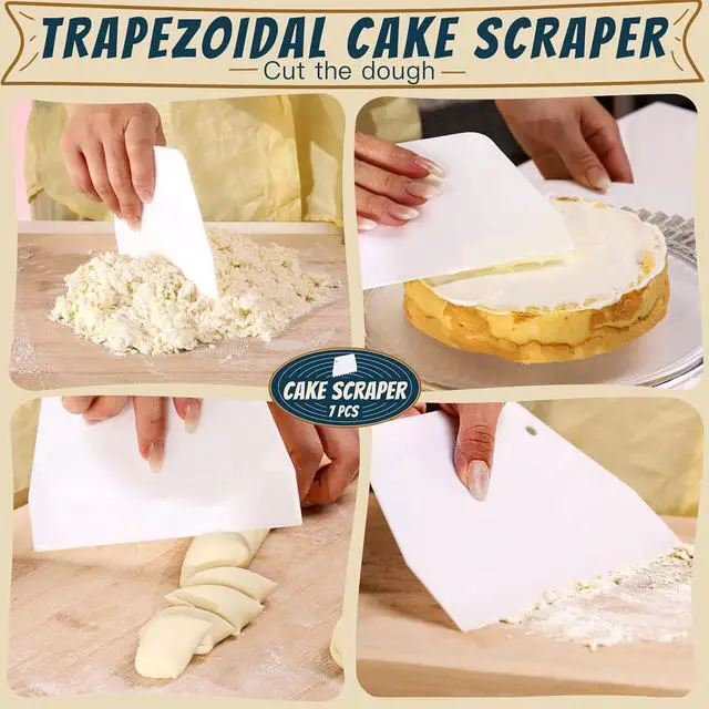 Alt view image 2 of 7 - Teenitor Cake Scraper Cake Smoother, 7 Pcs Dough Scraper Bowl Scraper Cake Cutter Cake Spatula Bench Scraper Kitchen Plastic Scraper Tool Cake Decorating Kit
