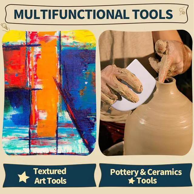Alt view image 5 of 7 - Teenitor Cake Scraper Cake Smoother, 7 Pcs Dough Scraper Bowl Scraper Cake Cutter Cake Spatula Bench Scraper Kitchen Plastic Scraper Tool Cake Decorating Kit