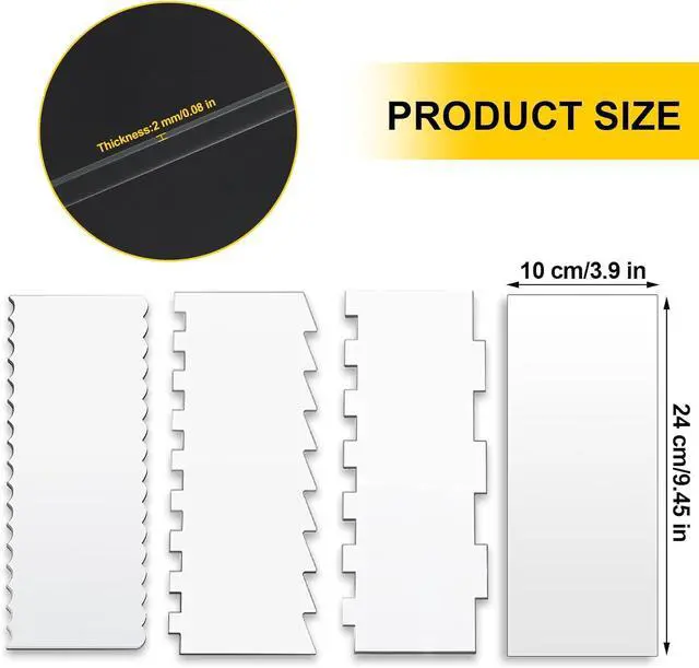 Alt view image 2 of 7 - Cake Scraper,4PCS Clear Acrylic Cake Decorating Scraper Set