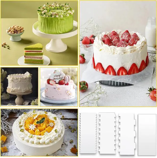 Alt view image 5 of 7 - Cake Scraper,4PCS Clear Acrylic Cake Decorating Scraper Set