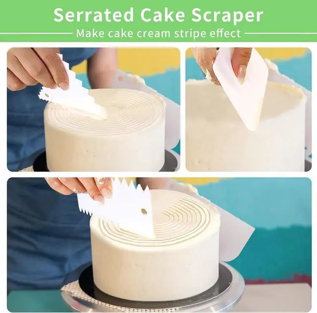 Alt view image 3 of 7 - Cake Scraper, 6 Pcs Cake Smoother Scraper, Dough Scraper Red
