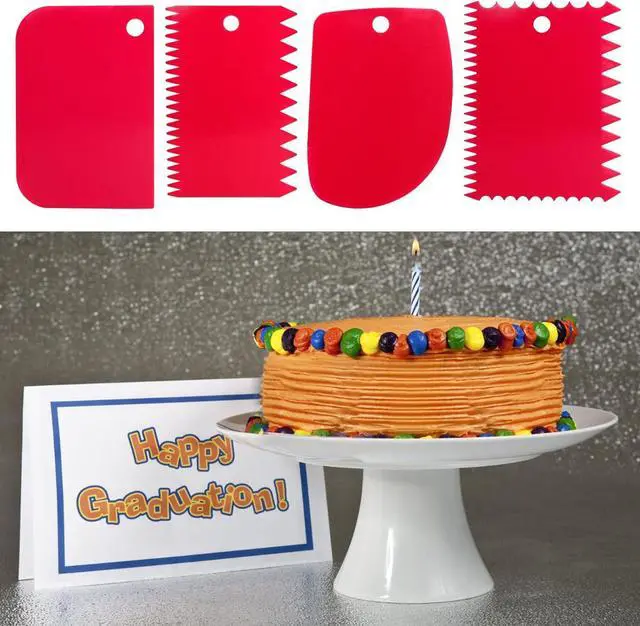 Alt view image 6 of 7 - Cake Scraper, 6 Pcs Cake Smoother Scraper, Dough Scraper Red