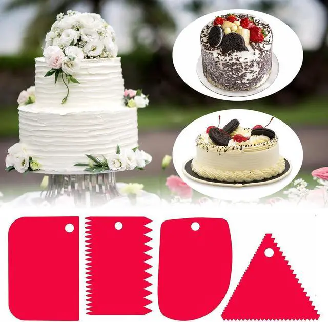 Alt view image 5 of 7 - Cake Scraper, 6 Pcs Cake Smoother Scraper, Dough Scraper Red