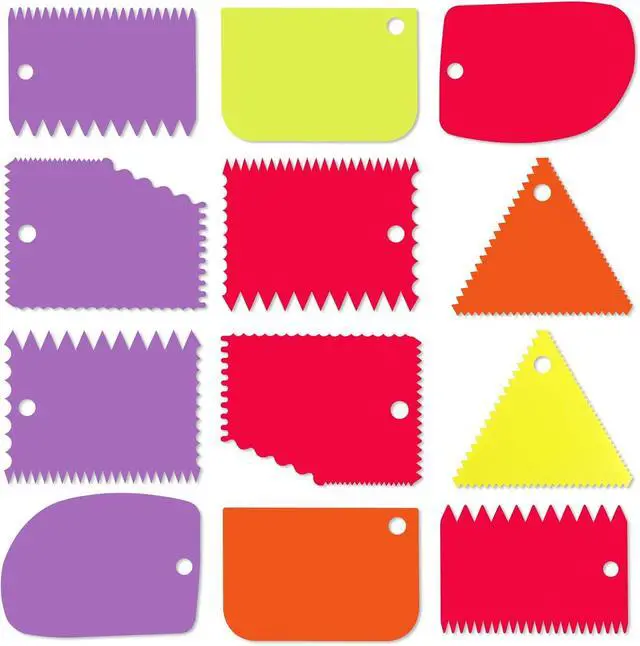 Alt view image 7 of 7 - Cake Scraper, 6 Pcs Cake Smoother Scraper, Dough Scraper Red