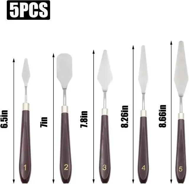 Alt view image 2 of 5 - 5 Pcs Cake Cream Spatula Stainless Steel Cake Icing Spatula, Art Painting Baking Pastry Tool, Mini Offset Spatulas for Cake Fondant Chocolate