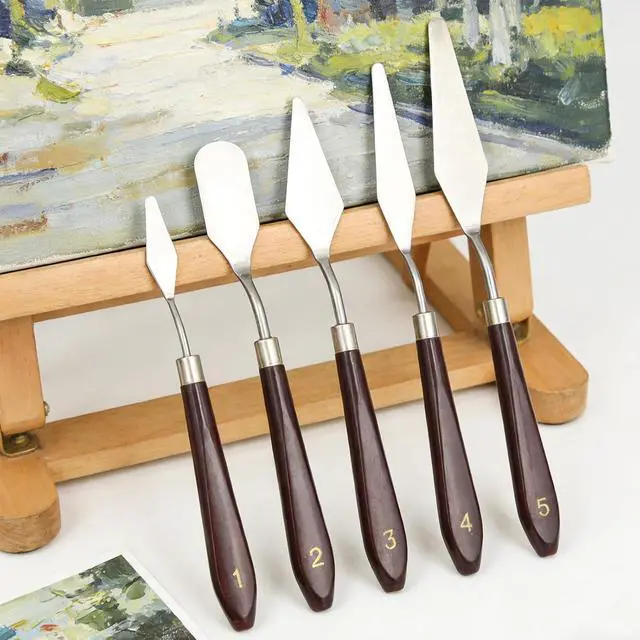 Alt view image 4 of 5 - 5 Pcs Cake Cream Spatula Stainless Steel Cake Icing Spatula, Art Painting Baking Pastry Tool, Mini Offset Spatulas for Cake Fondant Chocolate