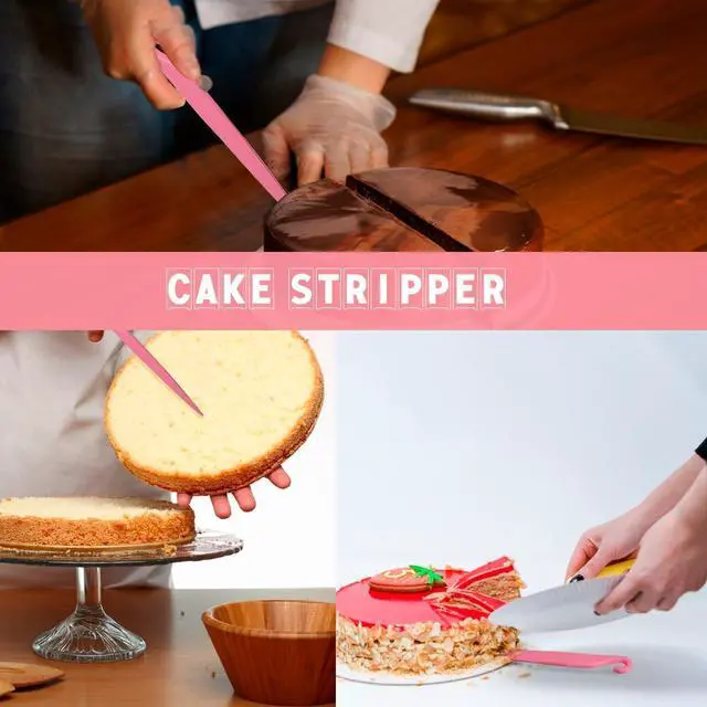 Alt view image 5 of 7 - 9PCS Cake Scraper Set with Cake Scraper Smoother Set, Cake Decorating Comb, Icing Smoother Plastic Sawtooth,Cake Icing Kitchen Baking Cake Edge(Pink)