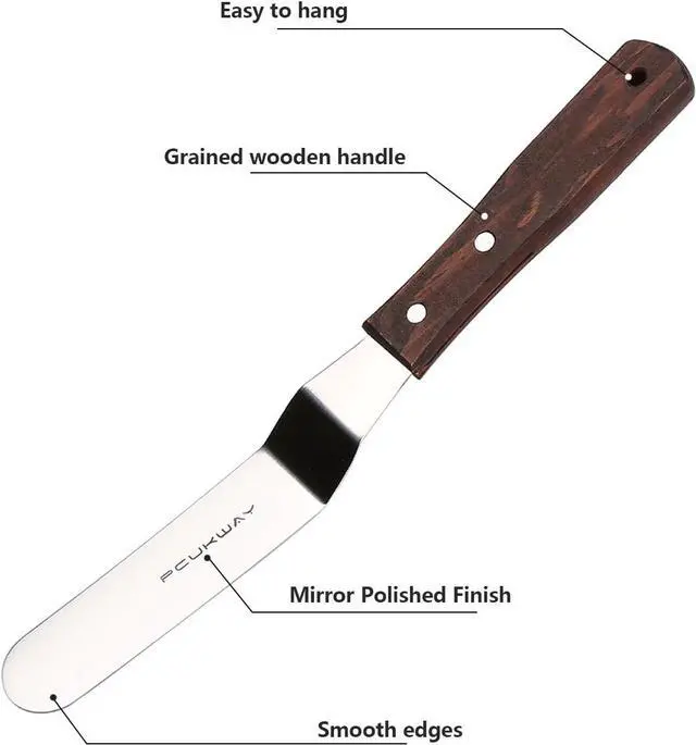 Alt view image 3 of 7 - 4 PCS Cake Decorating Icing Spatula set with 4, 6, 8 & 10 Inch Stainless Steel Blade, Wood Handle Frosting Spatulas and Cake Stripping Tool