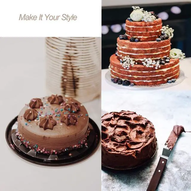 Alt view image 7 of 7 - 4 PCS Cake Decorating Icing Spatula set with 4, 6, 8 & 10 Inch Stainless Steel Blade, Wood Handle Frosting Spatulas and Cake Stripping Tool