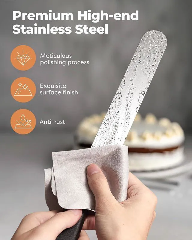 Alt view image 3 of 7 - Kootek Angled Icing Spatula, Stainless Steel Offset Spatula, 6" & 8"