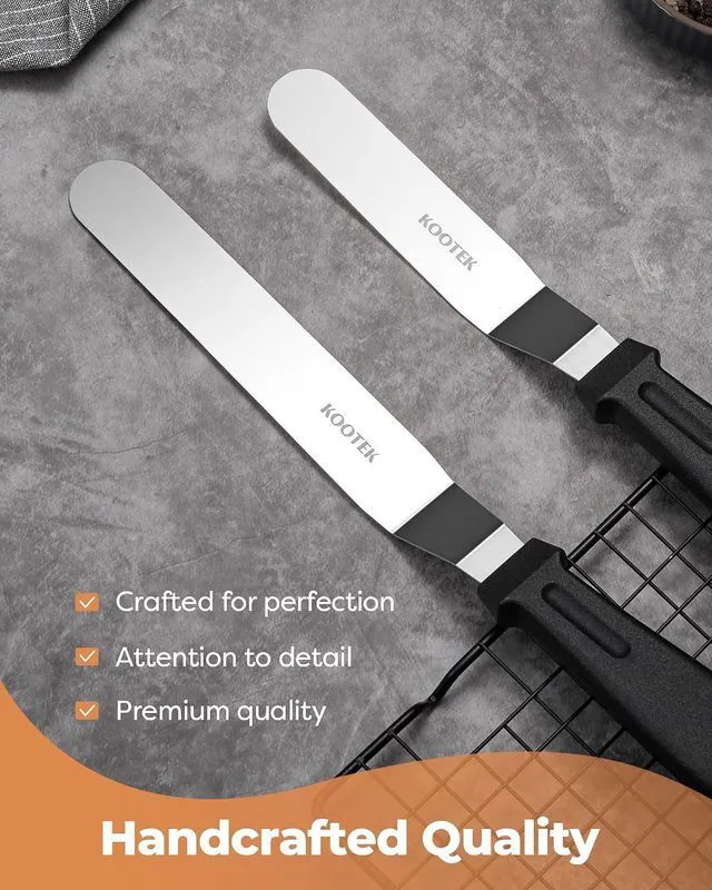 Alt view image 4 of 7 - Kootek Angled Icing Spatula, Stainless Steel Offset Spatula, 6" & 8"