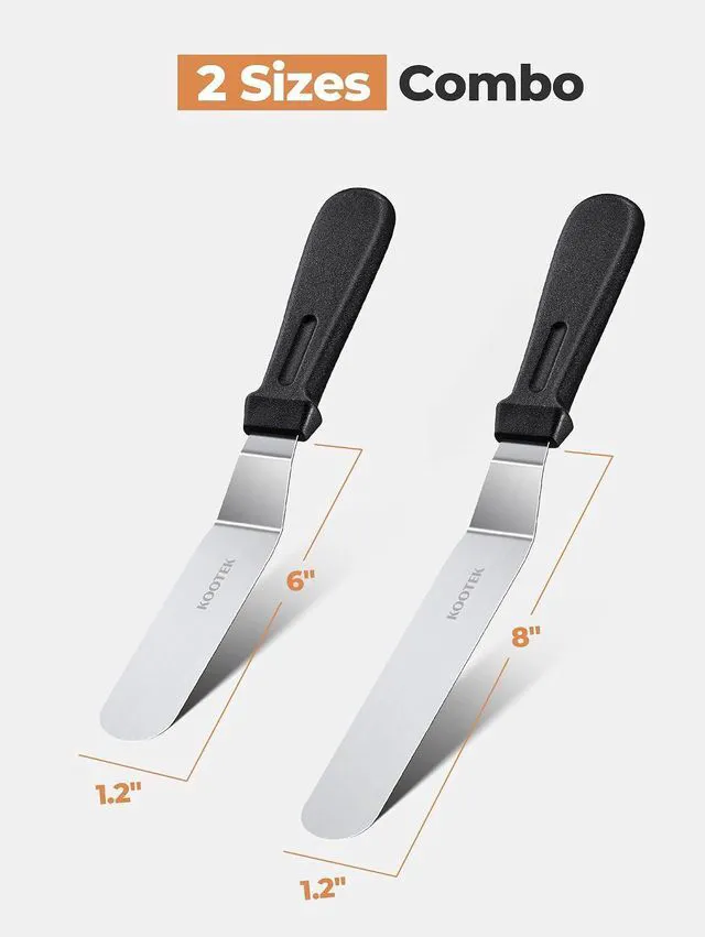 Alt view image 2 of 7 - Kootek Angled Icing Spatula, Stainless Steel Offset Spatula, 6" & 8"