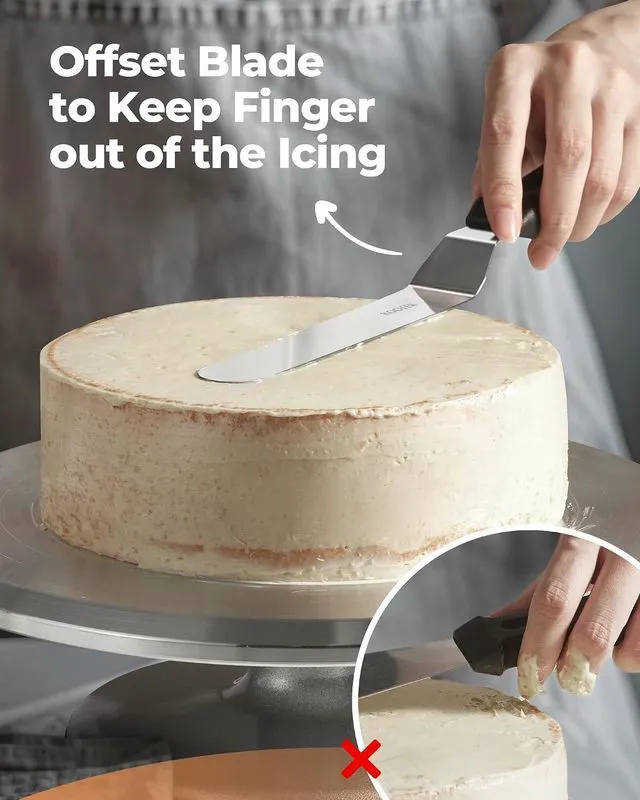 Alt view image 6 of 7 - Kootek Angled Icing Spatula, Stainless Steel Offset Spatula, 6" & 8"
