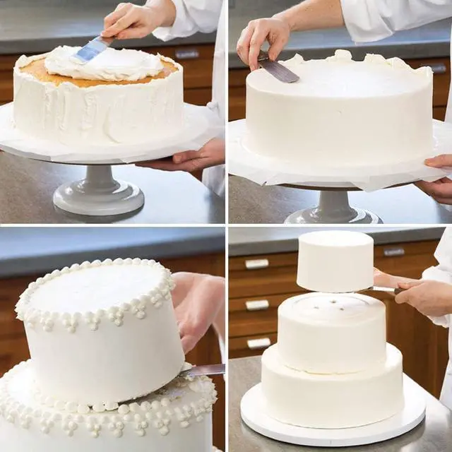 Alt view image 2 of 5 - 4PCS Straight Cake Icing Spatula Set 4 6 8 10with Wooden Handle