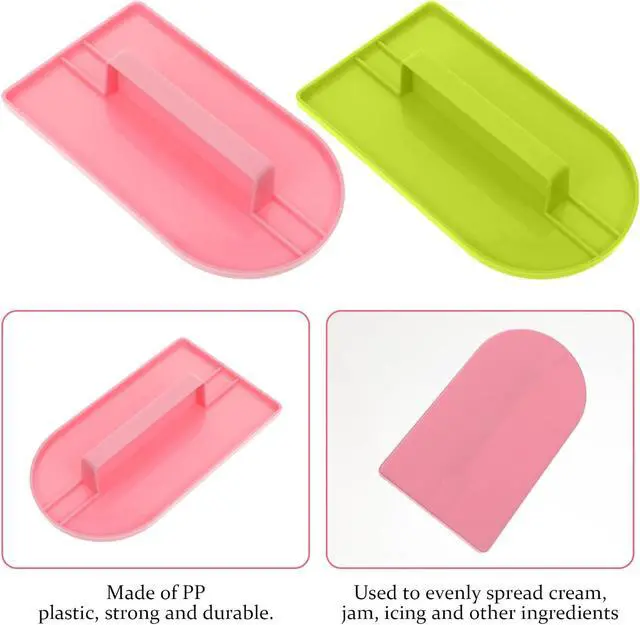 Alt view image 4 of 7 - 2 PCSCake Decoration Icing Smoother, Fondant Smoothing Tool, Plastic Fondant Icing Smoother Polisher, Icings Scraper Paddle Tool for Cake Decoration Tools (Pink, Green)