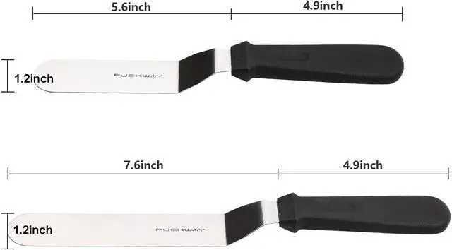 Alt view image 2 of 7 - Angled Icing Spatula, Stainless Steel Offset Spatula, Cake Spatula Set of 2 Black 6, 8 inch Blade