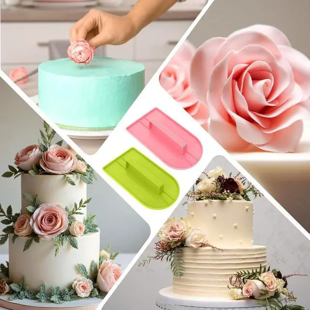 Alt view image 3 of 7 - 2 PCSCake Decoration Icing Smoother, Fondant Smoothing Tool, Plastic Fondant Icing Smoother Polisher, Icings Scraper Paddle Tool for Cake Decoration Tools (Pink, Green)