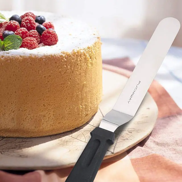 Alt view image 6 of 7 - Angled Icing Spatula, Stainless Steel Offset Spatula, Cake Spatula Set of 2 Black 6, 8 inch Blade