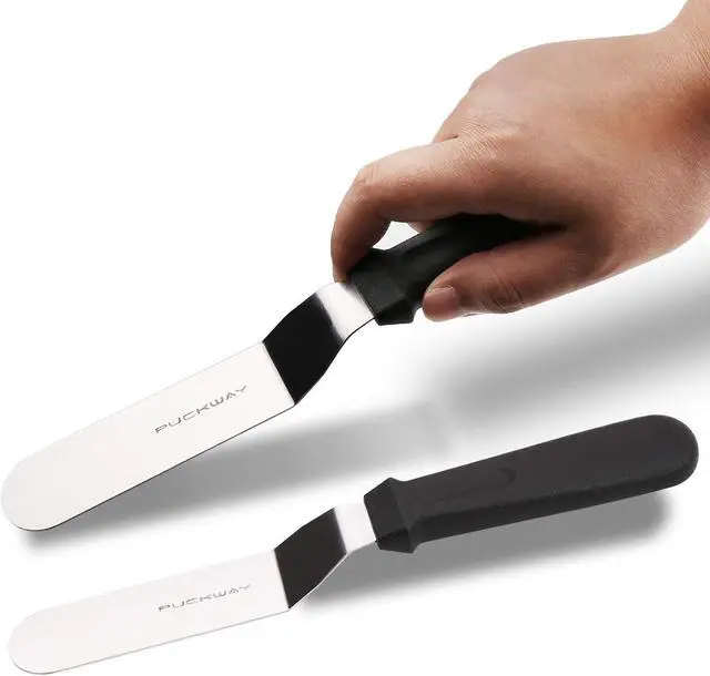 Alt view image 7 of 7 - Angled Icing Spatula, Stainless Steel Offset Spatula, Cake Spatula Set of 2 Black 6, 8 inch Blade