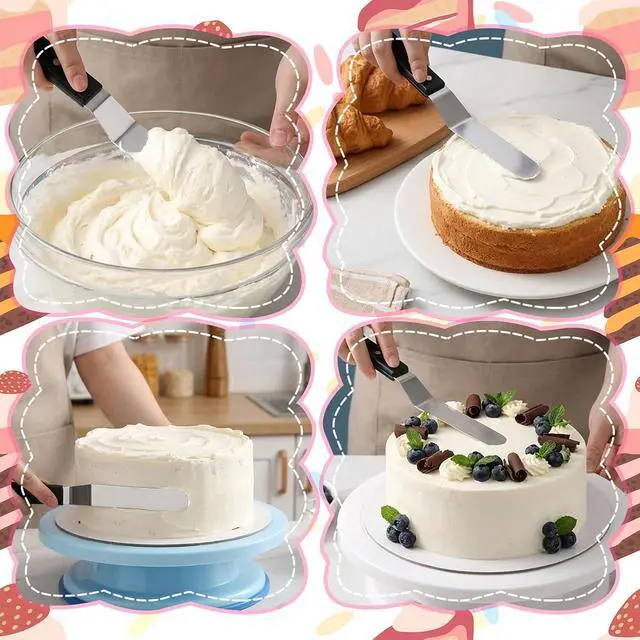 Alt view image 4 of 7 - 6" Icing Spatula, Professional Angled Offset Spatula Stainless Steel Cake Spatulas Frosting Spatulas with Durable Handle Cake Icing Tools for Cakes Decorating, Pastry, Baking