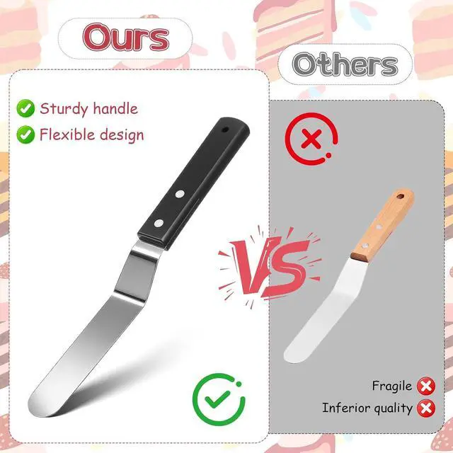 Alt view image 6 of 7 - 6" Icing Spatula, Professional Angled Offset Spatula Stainless Steel Cake Spatulas Frosting Spatulas with Durable Handle Cake Icing Tools for Cakes Decorating, Pastry, Baking