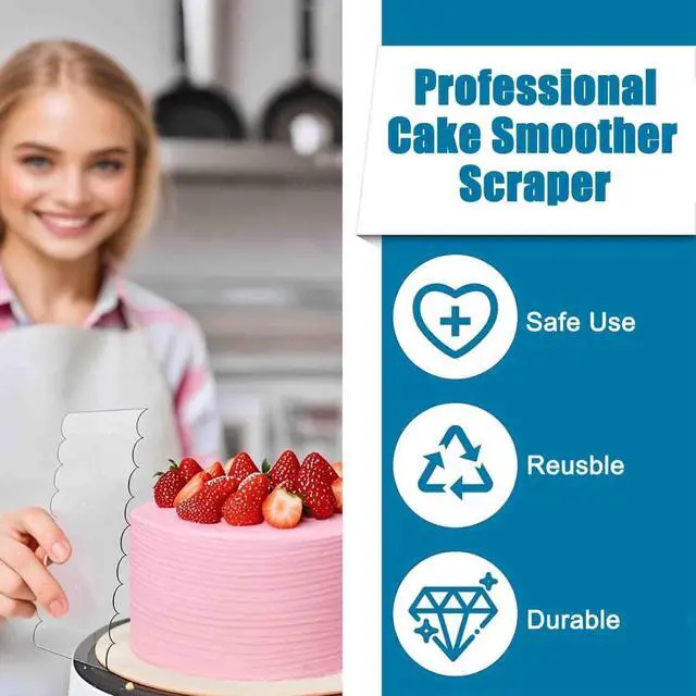 Alt view image 4 of 6 - 6-Piece Clear Acrylic Cake Decorating Scraper Set Large Icing Smoothers and Edge Combs for Buttercream, Frosting, Mousse, and Baking Projects