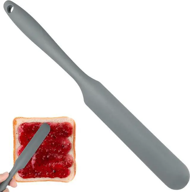 Main image of Kichvoe Sourdough Spatula, 9.4" Long Silicone Jar Scraper Grey