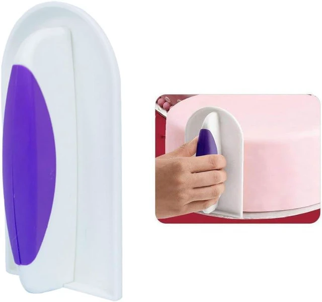 Alt view image 2 of 5 - 1 Piece Plastic Cake Smoother Tool Scraper with Handle Cake Icing Trowel Fondant Icing Smoother Polisher Cake Icing Smoother Cake Surface Smoother for Cakes Decorating, Purple Handle