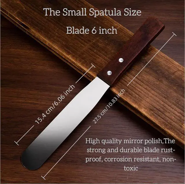 Alt view image 2 of 5 - Straight Icing Spatula, Stainless Steel Spatula, 2-Pack Cake Spatula Set Wooden Handle 6 inch & 8 inch Blade Spatulas Metal Decorating Frosting Spatulas