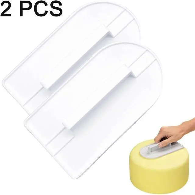 Alt view image 7 of 7 - 2 Pcs White Plastic Fondant Icing Smoother Polisher Icing Scraper Paddle Tool for Cake Decoration Sculpting and Modeling Tools for Cake Decoration, Scraper Paddle Tool for Cake Decoration