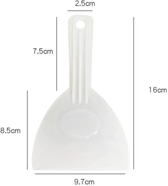 Alt view image 7 of 7 - 2Pcs Kitchen Plastic Scraper with Handle Dough Pastry Scraper Cutter Baking Cake Cream Chocolate Trimming Scraper Spatula Pizza Cutter for Bread Dough Cake Fondant Icing, White