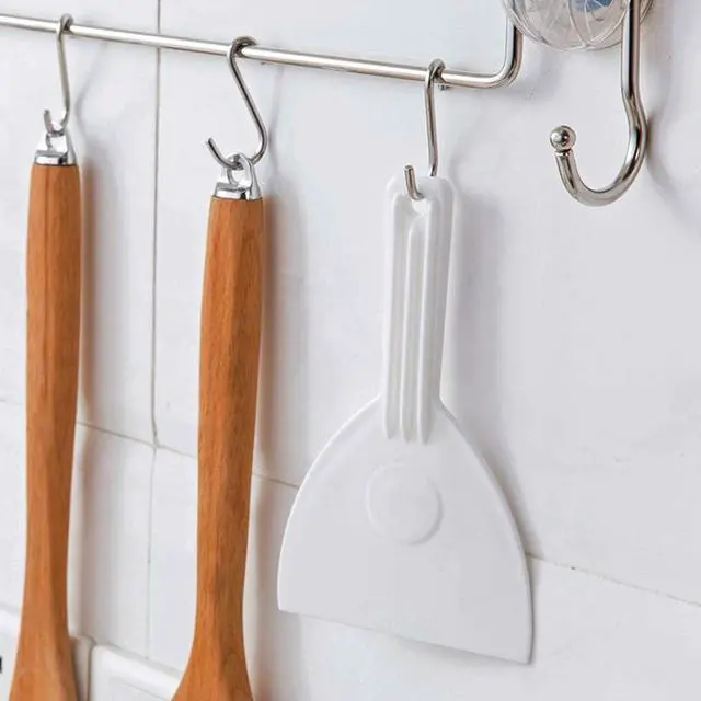 Alt view image 6 of 7 - 2Pcs Kitchen Plastic Scraper with Handle Dough Pastry Scraper Cutter Baking Cake Cream Chocolate Trimming Scraper Spatula Pizza Cutter for Bread Dough Cake Fondant Icing, White