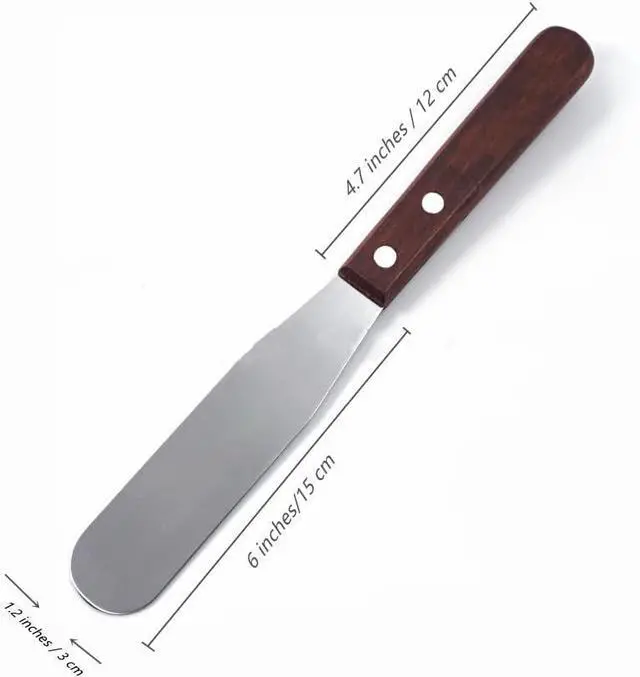 Alt view image 2 of 6 - 2-Pack 6" Stainless Steel Cake Spatula, Cake Decorating Spatula with Wooden Handle for Spreading Cheese, Cheese