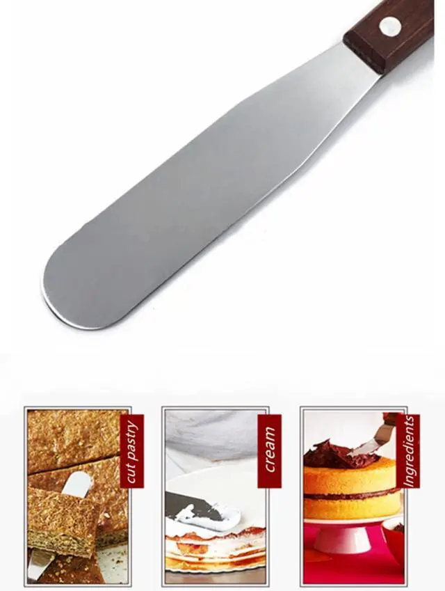 Alt view image 3 of 6 - 2-Pack 6" Stainless Steel Cake Spatula, Cake Decorating Spatula with Wooden Handle for Spreading Cheese, Cheese