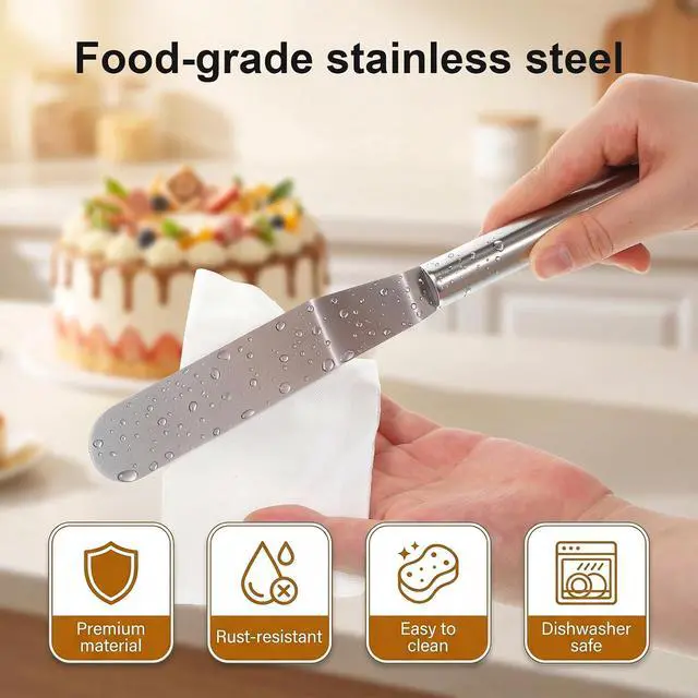 Alt view image 3 of 7 - 6" Offset Spatula, Stainless Steel Icing Spatula Angled Cake Spatulas Cake Icing Tools with Sturdy Handle Frosting Spatulas for Cakes Decorating, Baking, Pastry