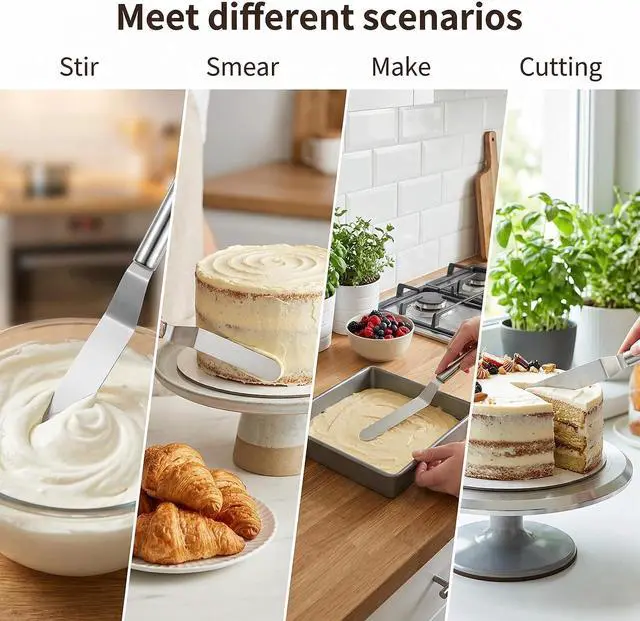 Alt view image 4 of 7 - 6" Offset Spatula, Stainless Steel Icing Spatula Angled Cake Spatulas Cake Icing Tools with Sturdy Handle Frosting Spatulas for Cakes Decorating, Baking, Pastry