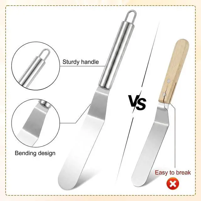 Alt view image 5 of 7 - 6" Offset Spatula, Stainless Steel Icing Spatula Angled Cake Spatulas Cake Icing Tools with Sturdy Handle Frosting Spatulas for Cakes Decorating, Baking, Pastry