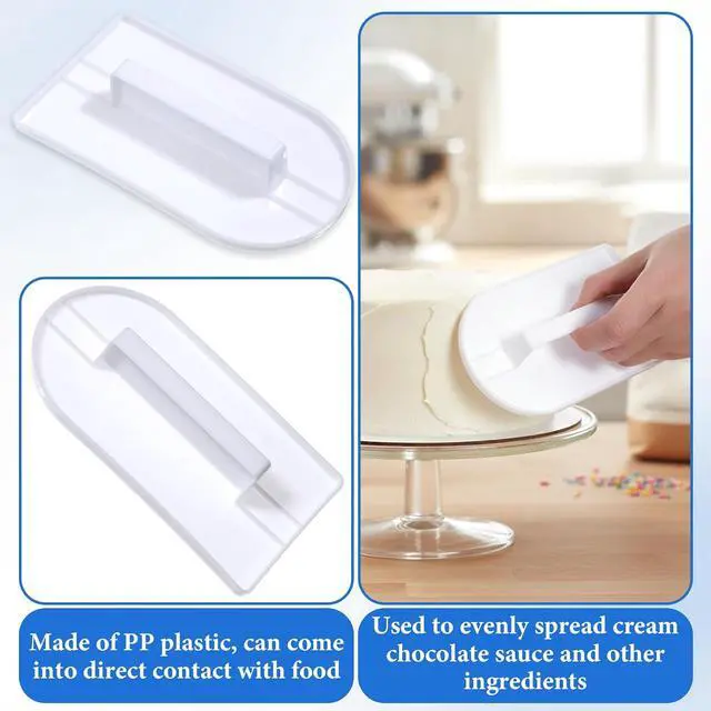Alt view image 3 of 7 - 2Pcs Fondant Smoothing, 14.5 x 8 cm/5.7" x 3.1" Fondant Tools Plastic Cake Decorating Smoother & Polisher Cake Decorating Tools Cake Leveler for Smoothing Icing Decoration Sugar Craft (White)