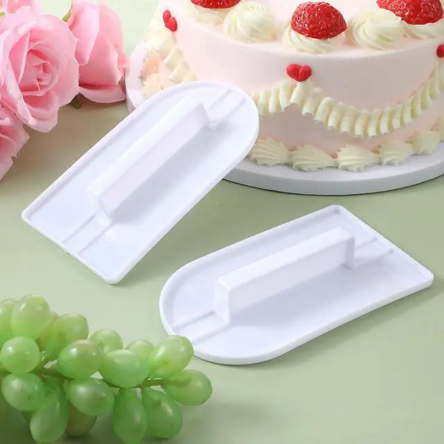 Alt view image 7 of 7 - 2Pcs Fondant Smoothing, 14.5 x 8 cm/5.7" x 3.1" Fondant Tools Plastic Cake Decorating Smoother & Polisher Cake Decorating Tools Cake Leveler for Smoothing Icing Decoration Sugar Craft (White)